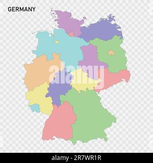 Isolierte Farbkarte Deutschlands mit regionalen Grenzen Stock Vektor