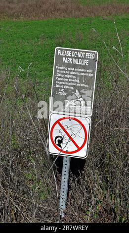 Bitte füttern Sie das Schild „Park Wildlife“ am Lake Elizabeth in Fremont, Kalifornien, nicht Stockfoto