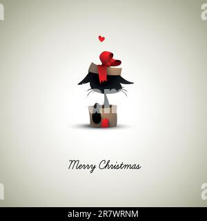 Katzenüberraschung in einer Geschenkbox | EPS10-Grafik | separate Lagen mit entsprechender Bezeichnung Stock Vektor