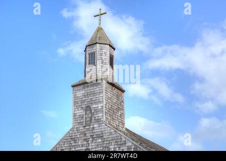 Alte hölzerne Kirche Santa María de Loreto (Iglesia De Achao / Iglesia Santa María de Loreto), Achao Stockfoto