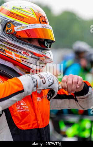 Elkhart Lake, WI, USA. 17. Juni 2023. Fahrer der INDYCAR-Serie, BENJAMIN PEDERSEN (R) (55) aus Kopenhagen, Dänemark, qualifiziert sich für den Sonsio Grand Prix bei Road America in Elkhart Lake, WI, USA. (Kreditbild: © Walter G. Arce Sr./ZUMA Press Wire) NUR REDAKTIONELLE VERWENDUNG! Nicht für den kommerziellen GEBRAUCH! Stockfoto