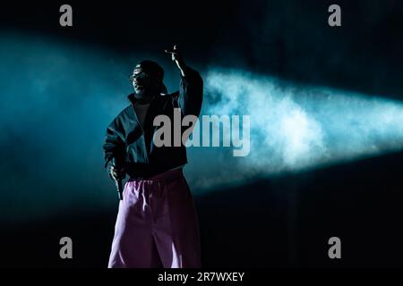 Manchester, USA. 16. Juni 2023. Kendrick Lamar beim Bonnaroo Music and Arts Festival am 16. Juni 2023 in Manchester, Tennessee (Foto: Daniel DeSlover/Sipa USA). Guthaben: SIPA USA/Alamy Live News Stockfoto
