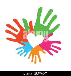 Symbol einer glücklichen Familie - die Liebe und Unterstützung. Vektorzeichen. Stock Vektor