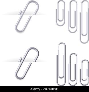Satz von realistischen Clips. Abbildung auf weißem Hintergrund. Stock Vektor