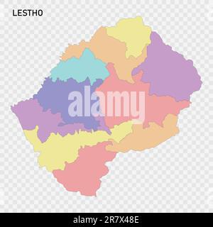 Isolierte farbige Karte von Lesotho mit Grenzen der Regionen Stock Vektor