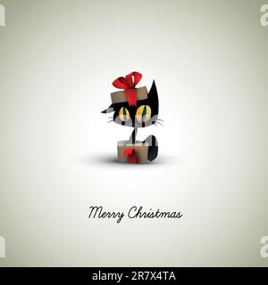 Katzenüberraschung in einer Geschenkbox | EPS10-Grafik | separate Lagen mit entsprechender Bezeichnung Stock Vektor