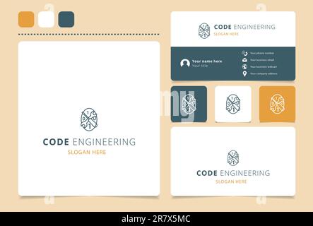 Code-Engineering-Logo mit editierbarem Slogan. Branding-Buch und Visitenkartenvorlage. Stock Vektor
