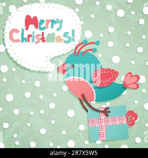 Lustige Weihnachtspostkarte. Vektordarstellung. Stock Vektor