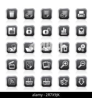 25 Einfache realistische Detaillierte Internet Icons-Vektor Icon Set Stock Vektor