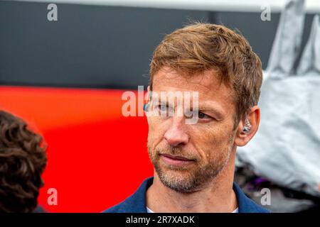 Montreal, Quebec, Kanada. 17. Juni 2023. Jenson Button (GBR), ehemaliger F1-Fahrer, 2009-Weltmeister.während der Qualifikationssitzung am Samstag, den 17. Juni - FORMEL 1 PIRELLI GRAND PRIX DU CANADA 2023 - vom 15. Bis 18. Juni 2023 im Circuit Gilles Villeneuve, Montreal, Quebec, Kanada (Kreditbild: © Alessio De Marco/ZUMA Press Wire) NUR REDAKTIONELLE VERWENDUNG! Nicht für den kommerziellen GEBRAUCH! Stockfoto