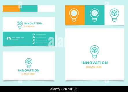 Innovatives Logo mit editierbarem Slogan. Branding-Buch und Visitenkartenvorlage. Stock Vektor