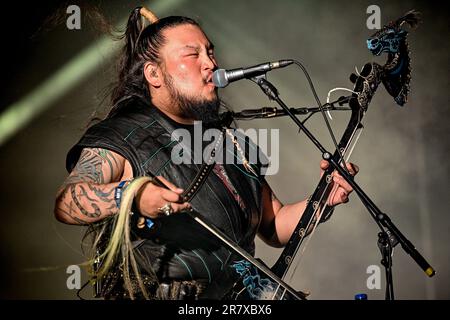 Clisson, Frankreich. 17. Juni 2023. Das Hu tritt am 17. Juni 2023 beim Hellfest Open Air Festival in Clisson, Frankreich, live auf der Bühne auf. Foto: Julien Reynaud/APS-Medias/ABACAPRESS.COM Kredit: Abaca Press/Alamy Live News Stockfoto