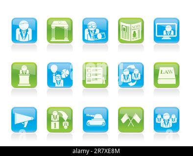Politik, Wahlen und politische Partei Symbole - Vektor Icon Set Stock Vektor
