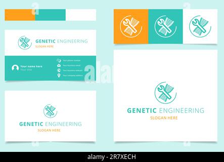 Gentechnik-Logo mit editierbarem Slogan. Branding-Buch und Visitenkartenvorlage. Stock Vektor