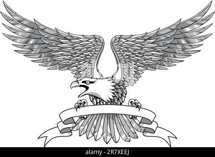 Eagle mit Emblem Illustration Stock Vektor