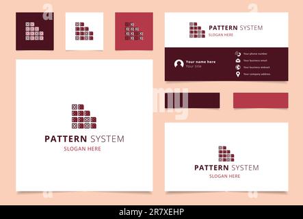 Gemustertes Systemlogo mit editierbarem Schriftzug. Branding-Buch und Visitenkartenvorlage. Stock Vektor