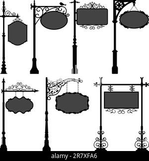 Ein Set Straßenmast mit Rahmen. Stock Vektor