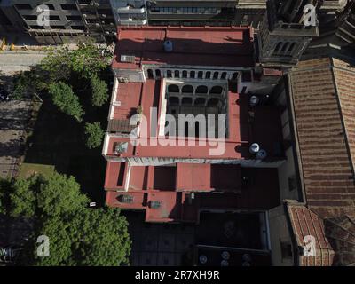 Die Iglesia de San Juan Bautista in Buenos Aires aus der Vogelperspektive. Stockfoto