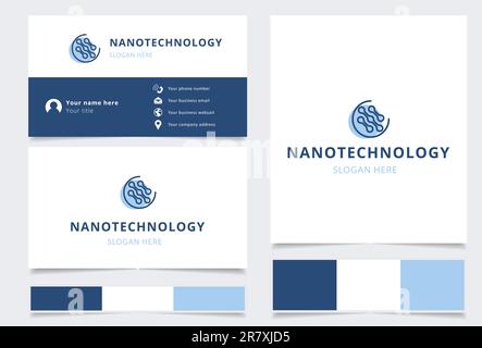 Logo für Nanotechnologie mit editierbarem Slogan. Branding-Buch und Visitenkartenvorlage. Stock Vektor