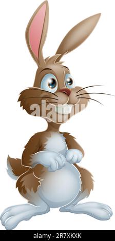 Illustration der liebenswert brauner Hase Kaninchen Cartoon Charakter Stock Vektor