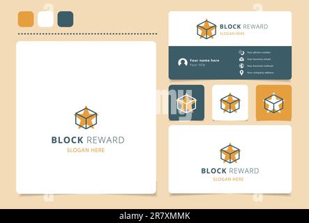 Blockdesign mit editierbarem Slogan. Branding-Buch und Visitenkartenvorlage. Stock Vektor