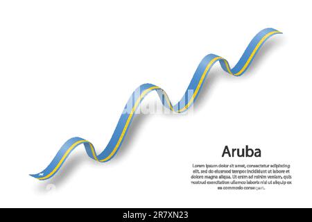 Ein Band oder Banner mit der Flagge von Aruba. Vorlage für den Unabhängigkeitstag Stock Vektor