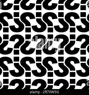 Abstrakter Hintergrund mit schwarz-weißen Ornamenten aus Fragezeichen. Nahtloses Muster. Vektordarstellung. Stock Vektor