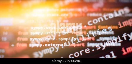 javascript-Computercode mit virtuellem Bildschirm. Programmiercode Stockfoto
