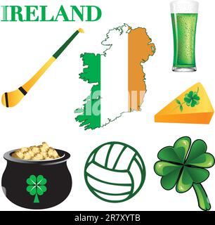 Vektor-Illustration für Irland. Irische Schaltflächensymbole Stock Vektor
