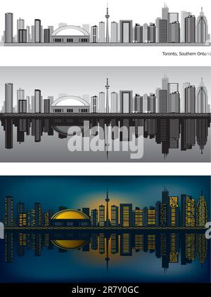 Toronto Skyline mit Spiegelung im Wasser Stock Vektor