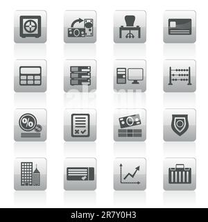 Bank, Geschäft, Finanzen und Büro Symbole - Vektor Icon Set Stock Vektor