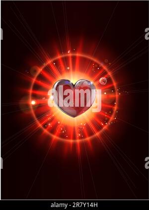 Eine dynamische funky cool Lichtstrahlen Valentines Heart Abbildung Stock Vektor