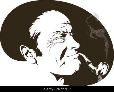 Isoliert auf weißem Hintergrund mit einem Raucher. Bicolor Vektor-Illustration. Stock Vektor