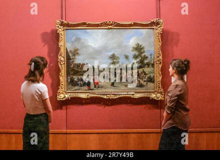 Birmingham, Großbritannien. 18. Juni 2023. David Teniers der jüngere, Ein Dorffest, 1646 Öl auf Leinwand. Das Barber Institute of Fine Arts, University of Birmingham, zeigt eine schillernde Auswahl niederländischer und flämischer Meisterwerke aus dem 17. Jahrhundert aus Woburn Abbey, dem Stammsitz der Herzöge von Bedford. Bis 24. September 2023. Paul Quezada-Neiman/Alamy Live News Kredit: Paul Quezada-Neiman/Alamy Live News Stockfoto