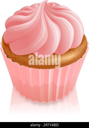 Illustration der rosa Fee Kuchen Kuchen mit Zuckerguss Stock Vektor