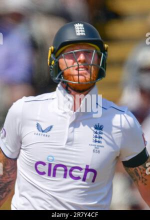 Edgbaston Cricket Stadium, Birmingham, Großbritannien. 16. Juni 2023 um 1100hrs Uhr. England Men gegen Australia Men in the Ashes Cricket Test Match Day 1. Ben Stokes - Captain (England), Bild: Mark Dunn/Alamy, Stockfoto