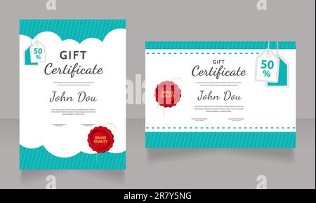 Rabatt Geschenkgutschein Design Vorlage Satz Stock Vektor