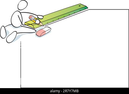 Person, die Linien mit Lineal und Bleistift macht Stock Vektor