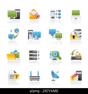 Computer, Netzwerk und Internet icons-Vektor Icon Set Stock Vektor