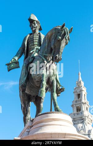 Liberdade Square und das Denkmal für König Peter den vierten Stockfoto