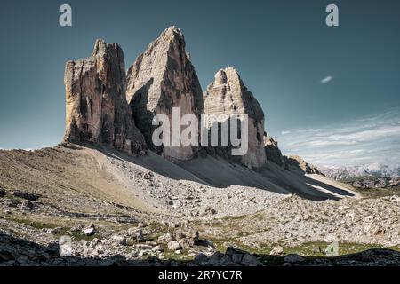 Blick auf die Nordseiten der drei Gipfel, Italien. Drei Gipfel von Lavaredo Stockfoto