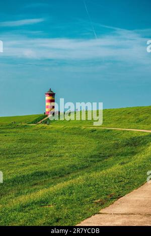 Panoramablick auf den Leuchtturm Pilsumer, Deutschland Stockfoto