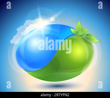 Öko-Symbol mit Natur-Yin-Yang Stock Vektor