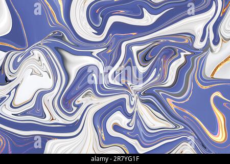 Abstrakter blauer Wellenhintergrund aus flüssigem Marmor Stockfoto