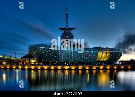 Bremerhaven, Klimahaus Bremerhaven. Atlantic Hotel Sail City Stockfoto