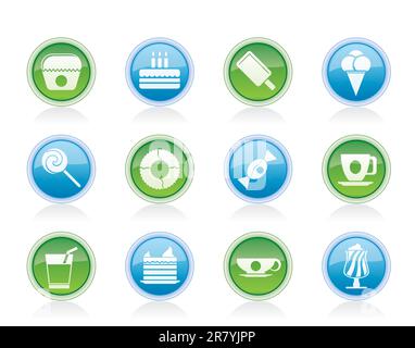 Süße Speisen und Süßwaren Symbole - Vektor Icon Set Stock Vektor