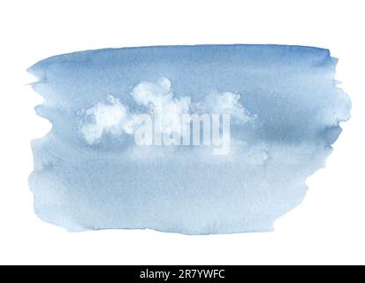 Aquarellblauer Fleck. Handgezeichnete Illustration. Wolken Stockfoto