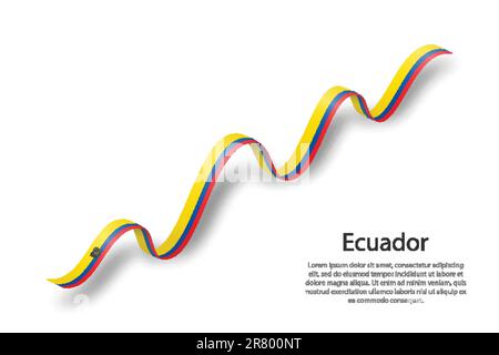 Ein Band oder ein Banner mit der Flagge Ecuadors. Vorlage für den Unabhängigkeitstag Stock Vektor