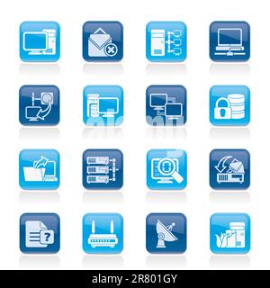 Computer, Netzwerk und Internet icons-Vektor Icon Set Stock Vektor