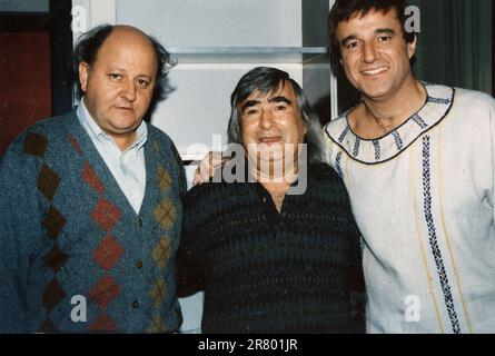 Italienische Schauspieler Massimo Boldi (links) und Christian De Sica (rechts), 1980er Stockfoto